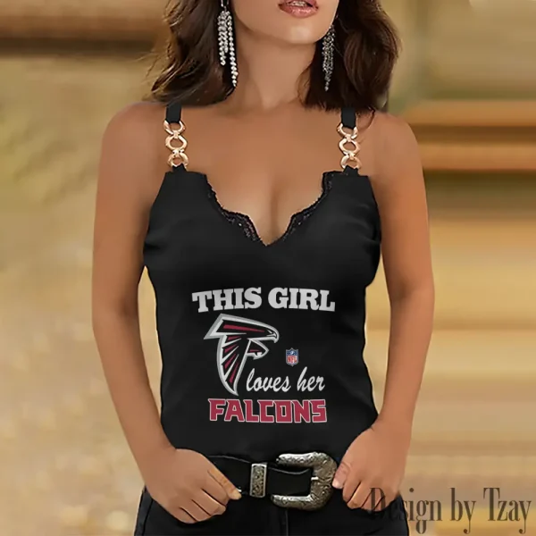 Atlanta Falcons Sexy Splicing Metal Chain Strap Tank Top For Women SPTWCSTT204
