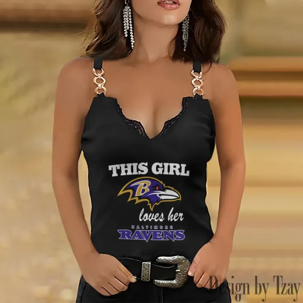 Baltimore Ravens Sexy Splicing Metal Chain Strap Tank Top For Women SPTWCSTT205