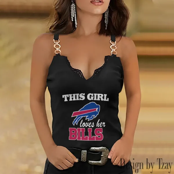 Buffalo Bills Sexy Splicing Metal Chain Strap Tank Top For Women SPTWCSTT206