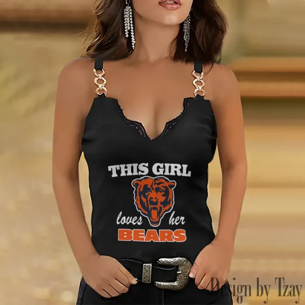 Chicago Bears Sexy Splicing Metal Chain Strap Tank Top For Women SPTWCSTT208