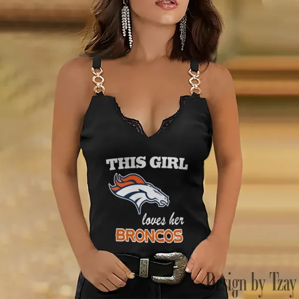 Denver Broncos Sexy Splicing Metal Chain Strap Tank Top For Women SPTWCSTT212