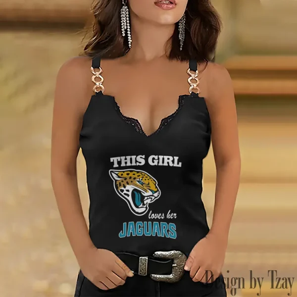 Jacksonville Jaguars Sexy Splicing Metal Chain Strap Tank Top For Women SPTWCSTT217