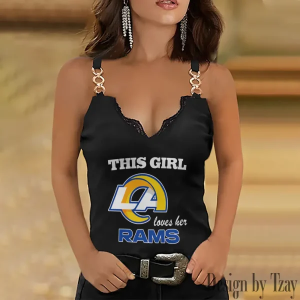 Los Angeles Rams Sexy Splicing Metal Chain Strap Tank Top For Women SPTWCSTT221