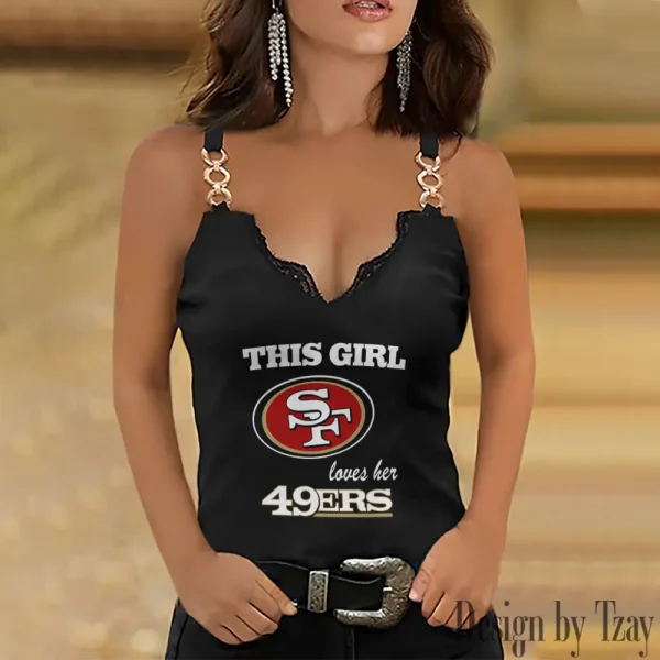 San Francisco 49ers Sexy Splicing Metal Chain Strap Tank Top For Women SPTWCSTT230