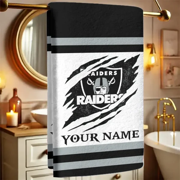 Las Vegas Raiders New Bath Towel Custom Any Name Gift For Fan SPTNBATHTOWEL215