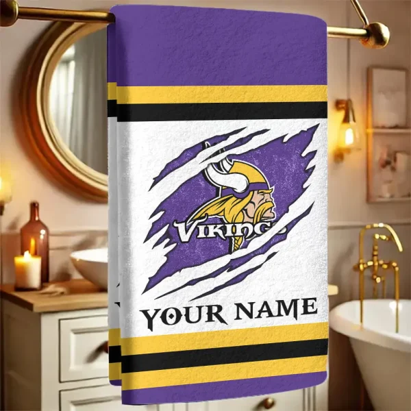 Minnesota Vikings New Bath Towel Custom Any Name Gift For Fan SPTNBATHTOWEL219