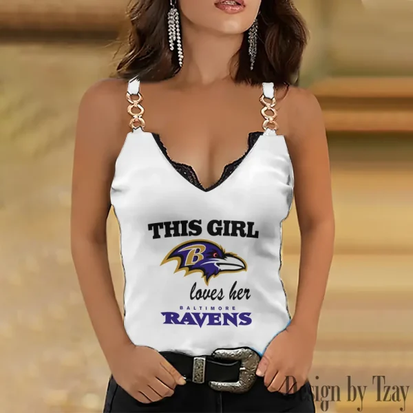 Baltimore Ravens Sexy Splicing Metal Chain Strap Tank Top For Women SPTWCSTT237