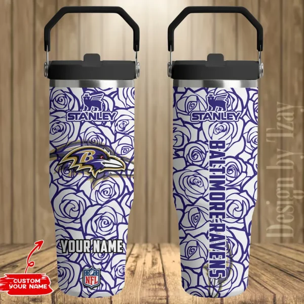 Baltimore Ravens Portable Car Cup Stainless Steel 304 Tumbler Water Bottle 30oz AZFST328