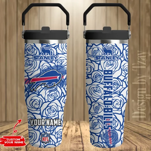 Buffalo Bills Portable Car Cup Stainless Steel 304 Tumbler Water Bottle 30oz AZFST329 - Image 2