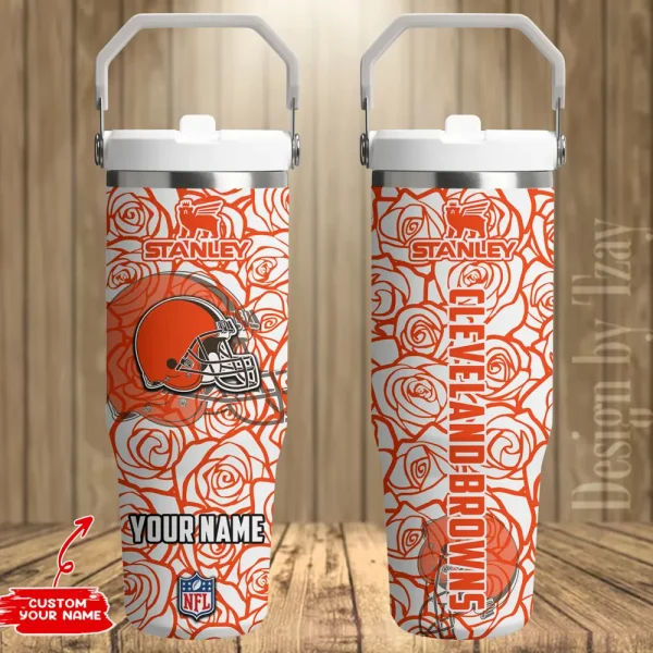 Cleveland Browns Portable Car Cup Stainless Steel 304 Tumbler Water Bottle 30oz AZFST333