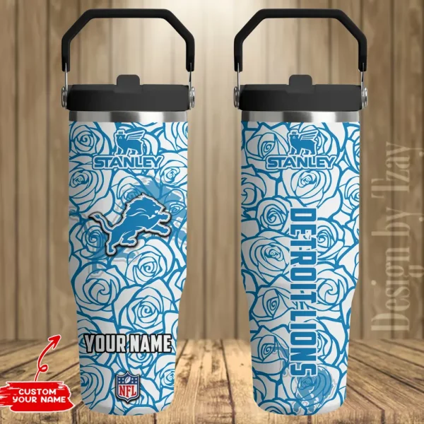 Detroit Lions Portable Car Cup Stainless Steel 304 Tumbler Water Bottle 30oz AZFST336