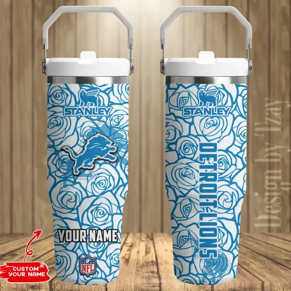 Detroit Lions Portable Car Cup Stainless Steel 304 Tumbler Water Bottle 30oz AZFST336 - Image 2