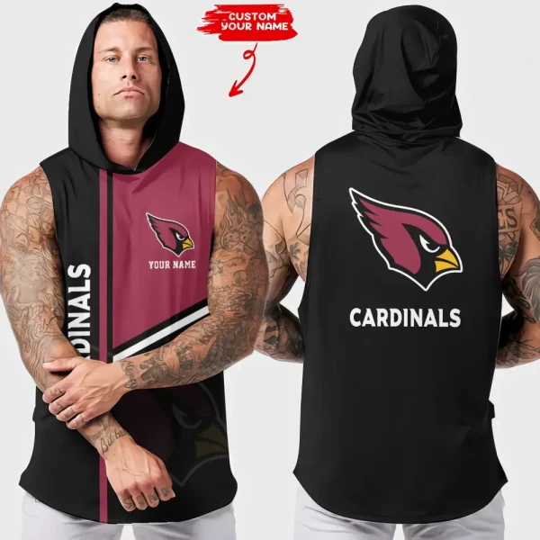 Arizona Cardinals Men's Workout Hooded Tank Top Summer Fitness Training Hoodie Sleeveless style 2025 AZHTT557