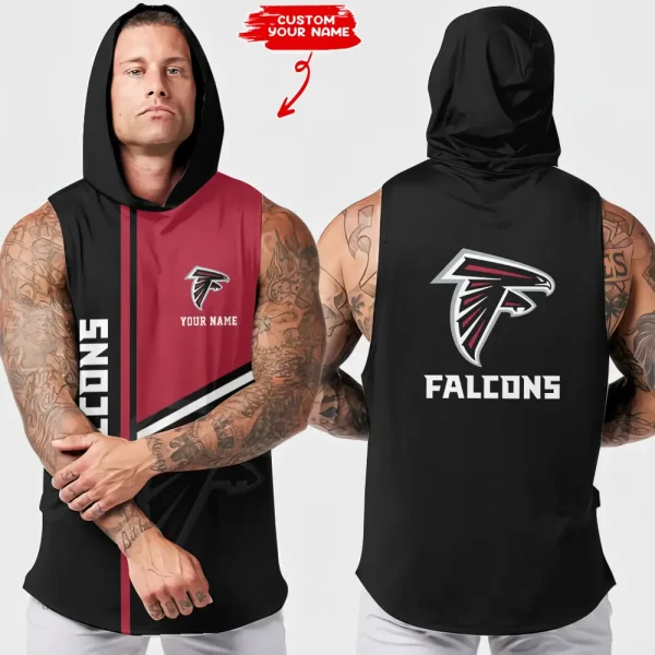 Atlanta Falcons Men's Workout Hooded Tank Top Summer Fitness Training Hoodie Sleeveless style 2025 AZHTT558