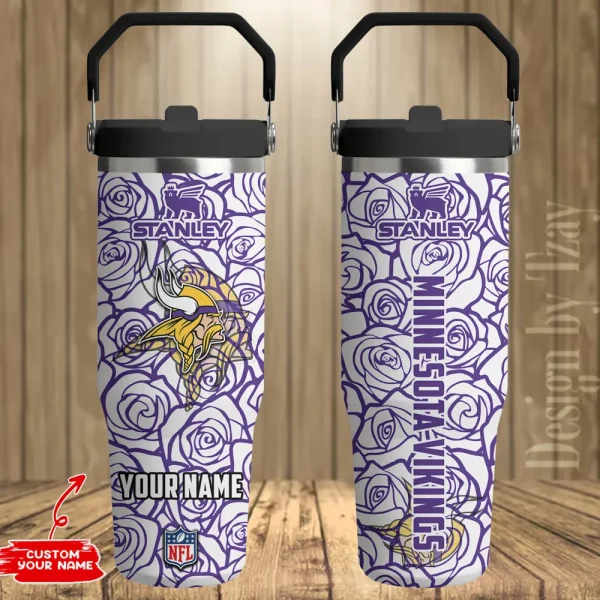 Minnesota Vikings Portable Car Cup Stainless Steel 304 Tumbler Water Bottle 30oz AZFST346