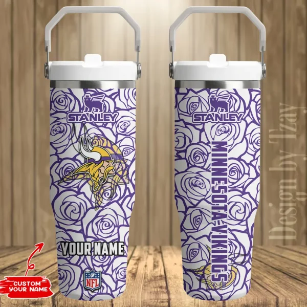 Minnesota Vikings Portable Car Cup Stainless Steel 304 Tumbler Water Bottle 30oz AZFST346 - Image 2