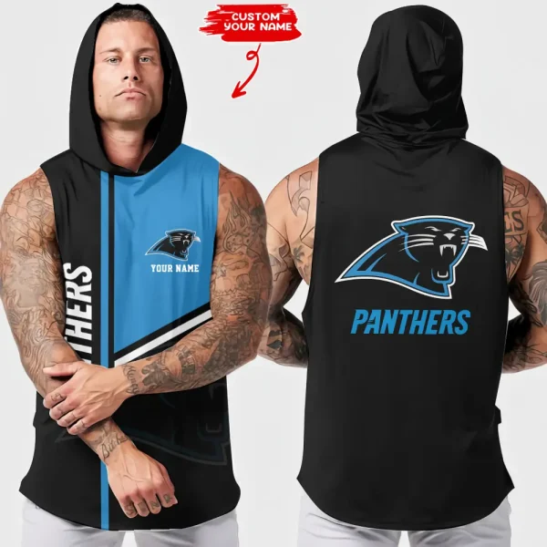Carolina Panthers Men's Workout Hooded Tank Top Summer Fitness Training Hoodie Sleeveless style 2025 AZHTT561
