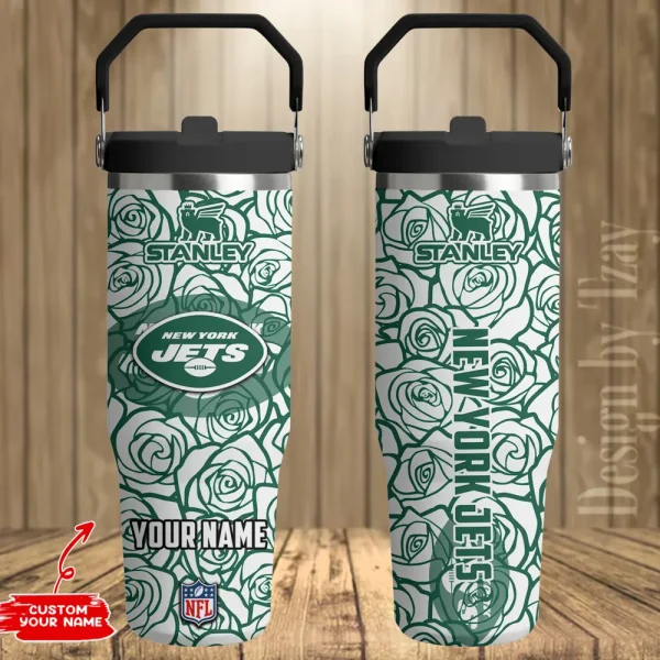 New York Jets Portable Car Cup Stainless Steel 304 Tumbler Water Bottle 30oz AZFST350