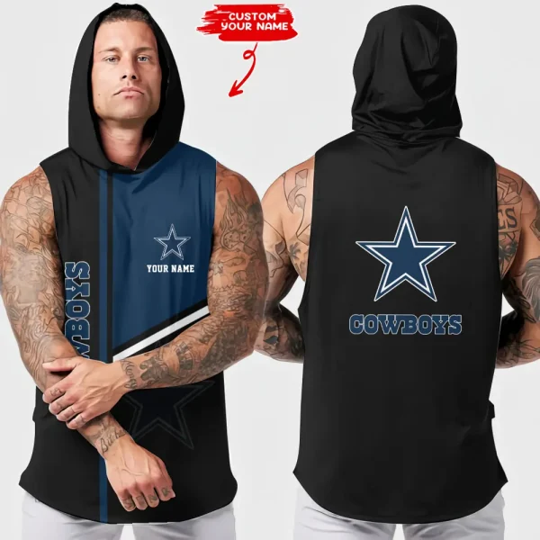 Dallas Cowboys Men's Workout Hooded Tank Top Summer Fitness Training Hoodie Sleeveless style 2025 AZHTT565