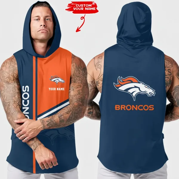 Denver Broncos Men's Workout Hooded Tank Top Summer Fitness Training Hoodie Sleeveless style 2025 AZHTT566