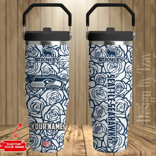 Seattle Seahawks Portable Car Cup Stainless Steel 304 Tumbler Water Bottle 30oz AZFST354