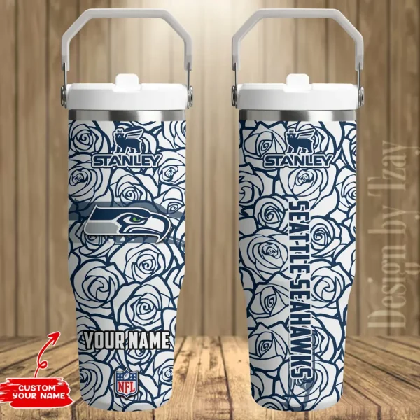 Seattle Seahawks Portable Car Cup Stainless Steel 304 Tumbler Water Bottle 30oz AZFST354 - Image 2