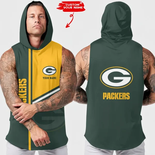 Green Bay Packers Men's Workout Hooded Tank Top Summer Fitness Training Hoodie Sleeveless style 2025 AZHTT568