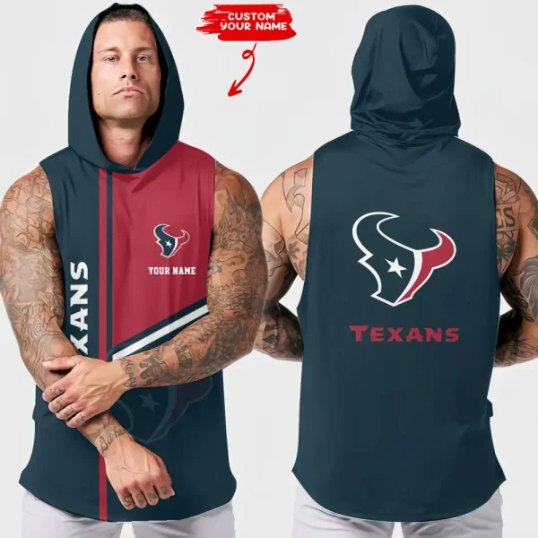 Houston Texans Men's Workout Hooded Tank Top Summer Fitness Training Hoodie Sleeveless style 2025 AZHTT569
