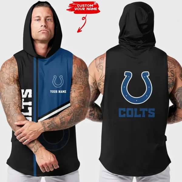 Indianapolis Colts Men's Workout Hooded Tank Top Summer Fitness Training Hoodie Sleeveless style 2025 AZHTT570