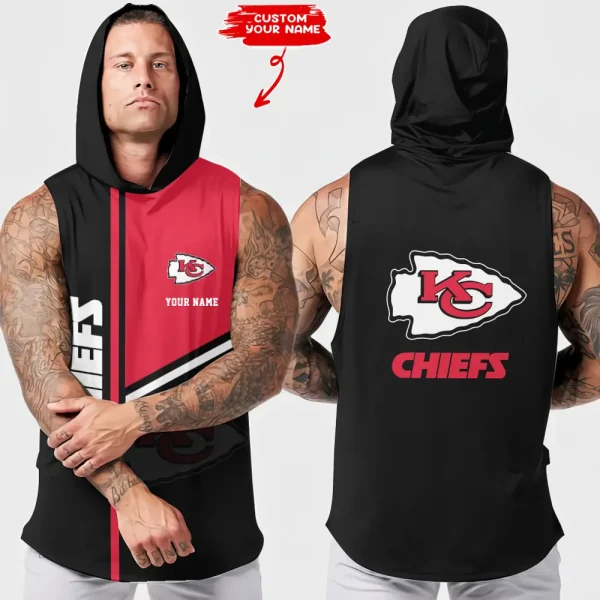 Kansas City Chiefs Men's Workout Hooded Tank Top Summer Fitness Training Hoodie Sleeveless style 2025 AZHTT572