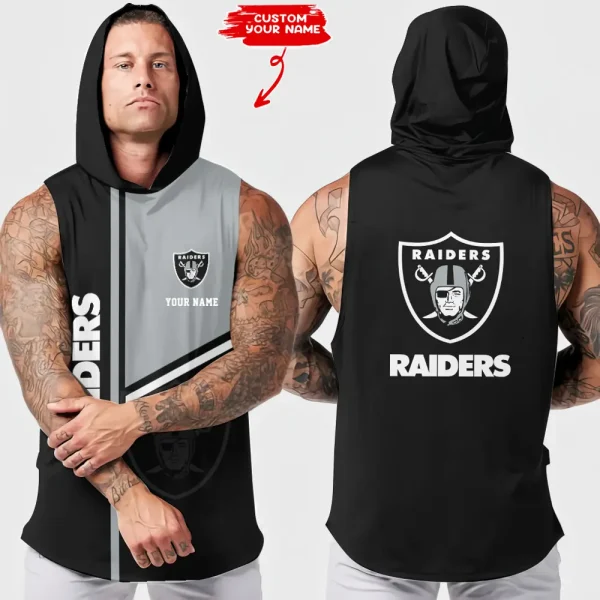 Las Vegas Raiders Men's Workout Hooded Tank Top Summer Fitness Training Hoodie Sleeveless style 2025 AZHTT573