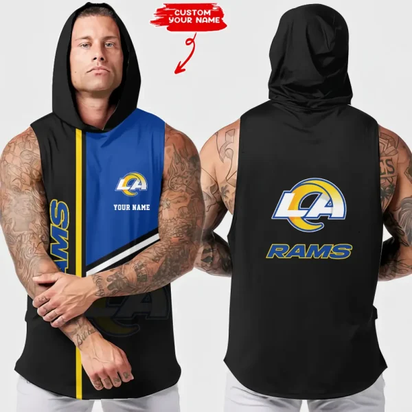 Los Angeles Rams Men's Workout Hooded Tank Top Summer Fitness Training Hoodie Sleeveless style 2025 AZHTT575