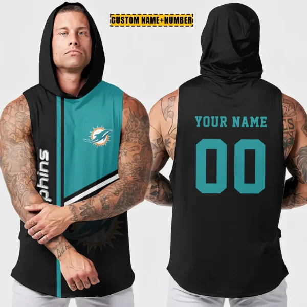 Miami Dolphins Men's Workout Hooded Tank Top Summer Fitness Training Hoodie Sleeveless style 2025 AZHTT576