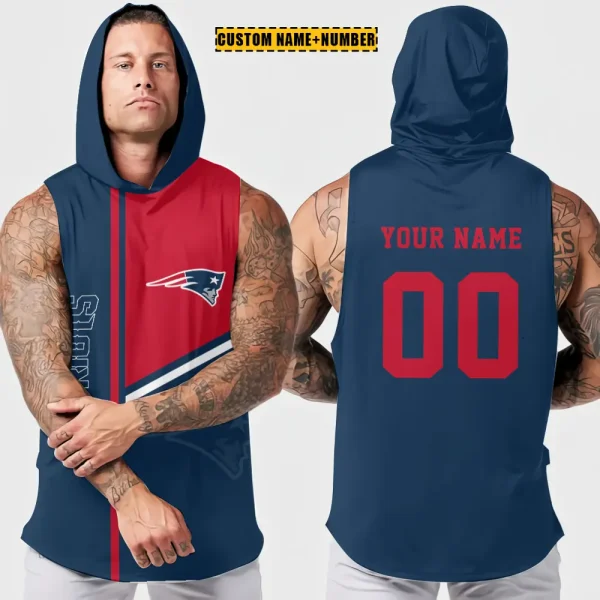 New England Patriots Men's Workout Hooded Tank Top Summer Fitness Training Hoodie Sleeveless style 2025 AZHTT578