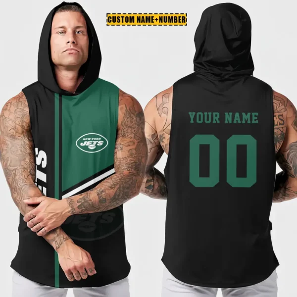 New York Jets Men's Workout Hooded Tank Top Summer Fitness Training Hoodie Sleeveless style 2025 AZHTT581