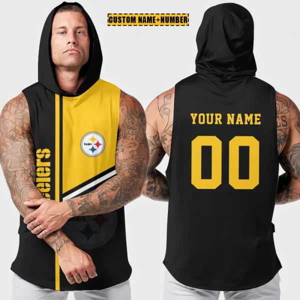 Pittsburgh Steelers Men's Workout Hooded Tank Top Summer Fitness Training Hoodie Sleeveless style 2025 AZHTT583