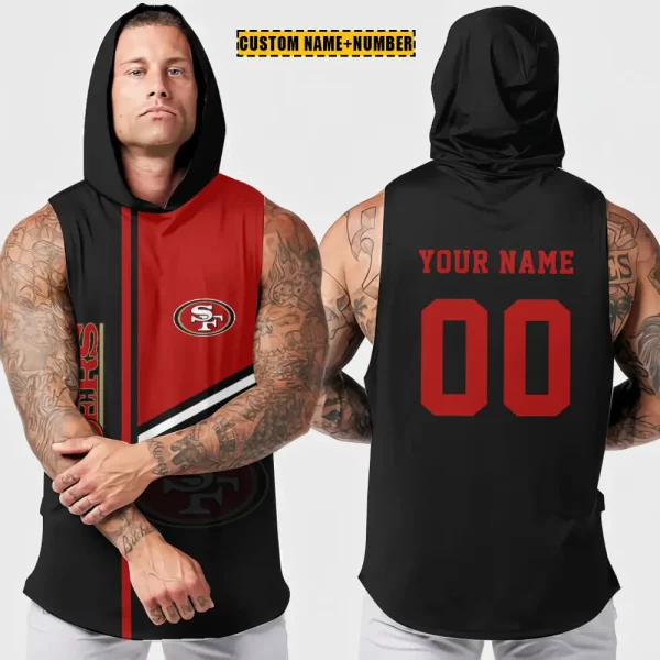 San Francisco 49ers Men's Workout Hooded Tank Top Summer Fitness Training Hoodie Sleeveless style 2025 AZHTT584