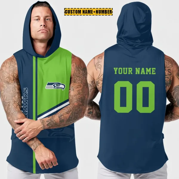 Seattle Seahawks Men's Workout Hooded Tank Top Summer Fitness Training Hoodie Sleeveless style 2025 AZHTT585