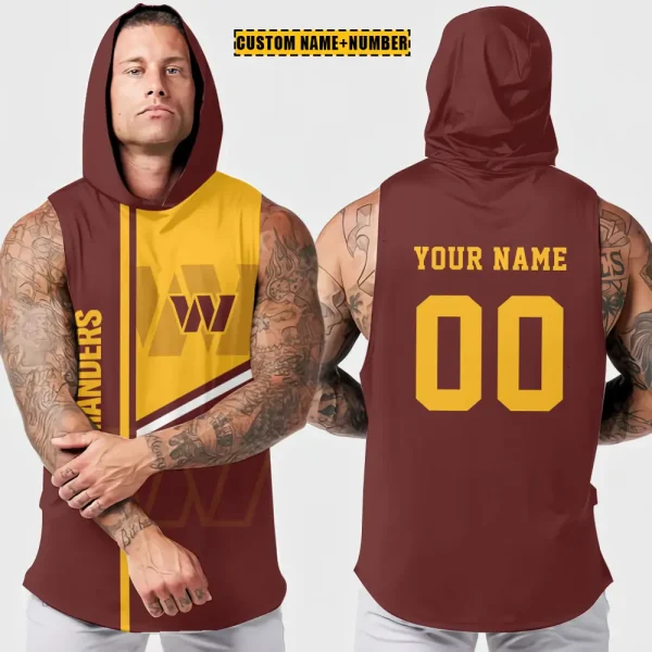 Washington Commanders Men's Workout Hooded Tank Top Summer Fitness Training Hoodie Sleeveless style 2025 AZHTT588