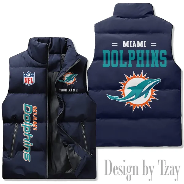 Miami Dolphins Sleeveless Down Puffer Vest AZSDPV081 - Image 2