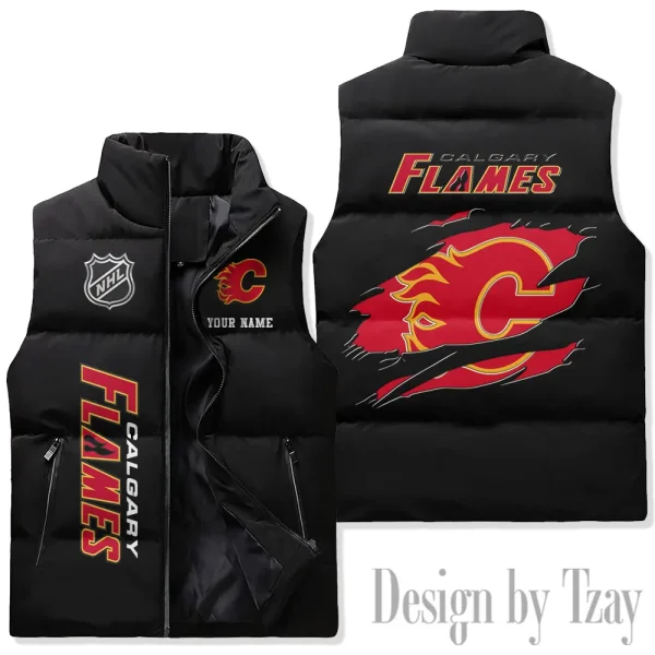 Calgary Flames NHL Sleeveless Down Puffer Vest AZSDPV097 - Image 2