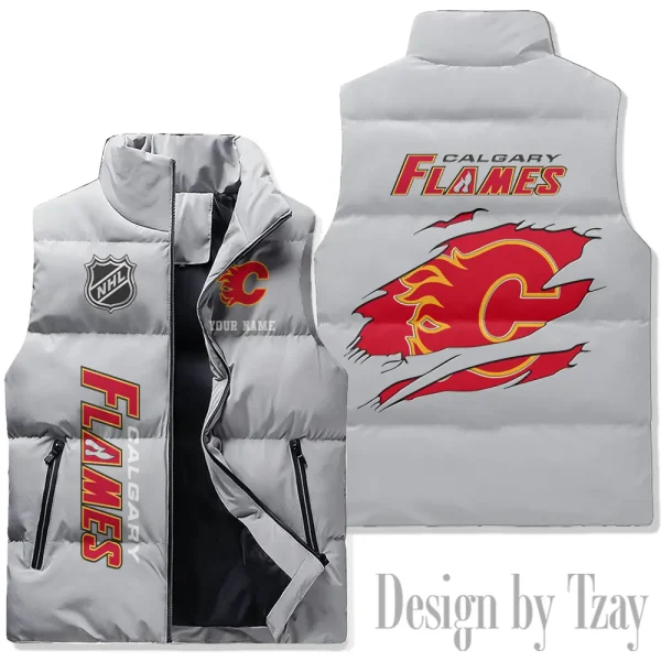 Calgary Flames NHL Sleeveless Down Puffer Vest AZSDPV097