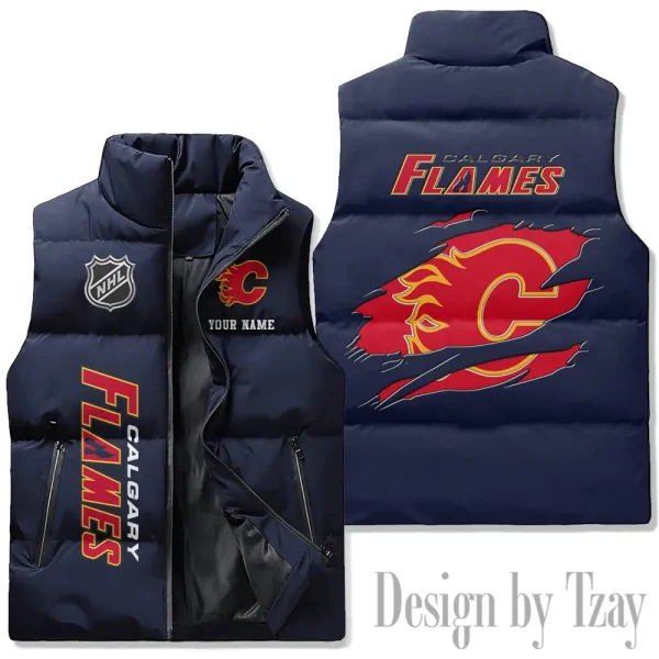 Calgary Flames NHL Sleeveless Down Puffer Vest AZSDPV097 - Image 3