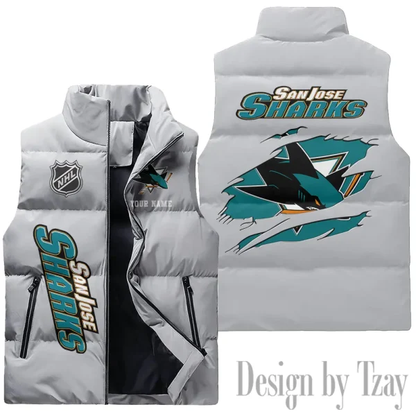 San Jose Sharks NHL Sleeveless Down Puffer Vest AZSDPV116