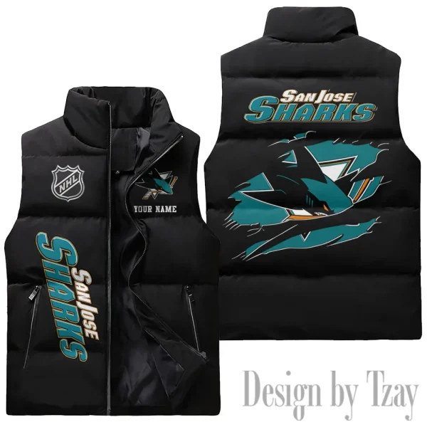 San Jose Sharks NHL Sleeveless Down Puffer Vest AZSDPV116 - Image 3
