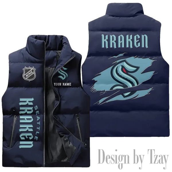 Seattle Kraken NHL Sleeveless Down Puffer Vest AZSDPV117 - Image 3
