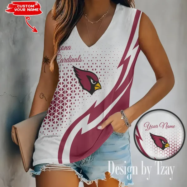 Arizona Cardinals Summer Casual Women's Tank Vest Sleeveless SPTVNECKWVTS516