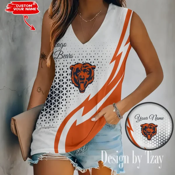Chicago Bears Summer Casual Women's Tank Vest Sleeveless SPTVNECKWVTS521