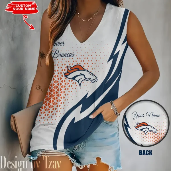 Denver Broncos Summer Casual Women's Tank Vest Sleeveless SPTVNECKWVTS525