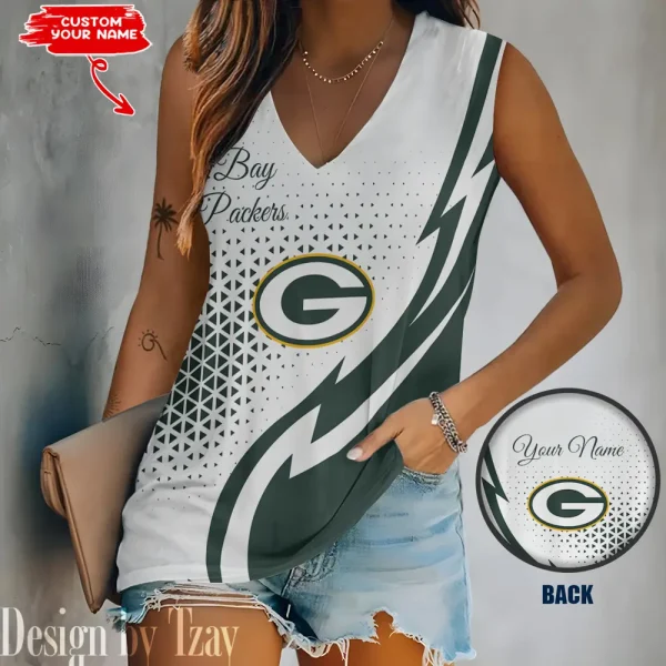 Green Bay Packers Summer Casual Women's Tank Vest Sleeveless SPTVNECKWVTS527